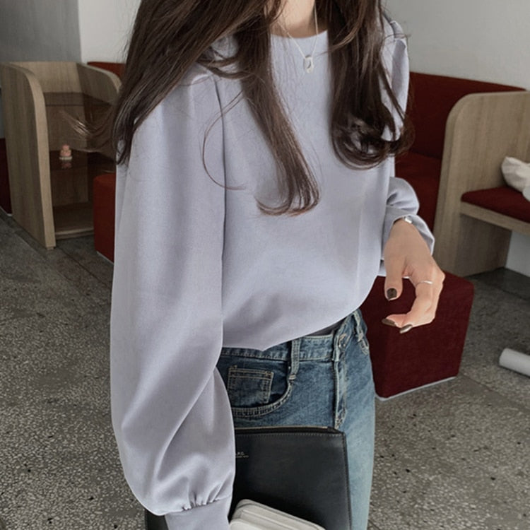 New 2021 Spring Summer Women&#39;s Blouses Shirt Puff Sleeve Elegant Sweetheart Clothing Solid Wild Korean Style Lady Tops BL3260