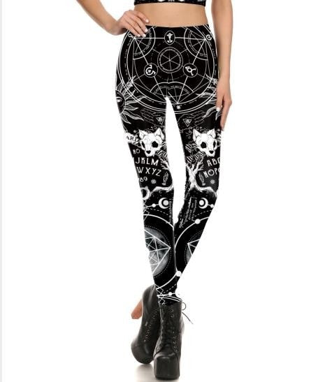 [You&#39;re My Secret] NEW Ouija Leggings Women Satan Devil Black Pants Baphomet Dark Gothic Leggins Lucifer Fitness Workout Legins