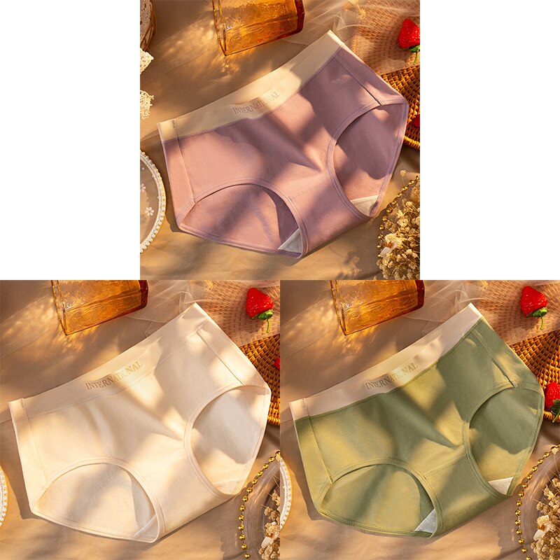 Women Cotton Panties Letter Large Size Briefs Antibacterial Underpants Female Lingerie Intimates Skin- Friendly Underwear