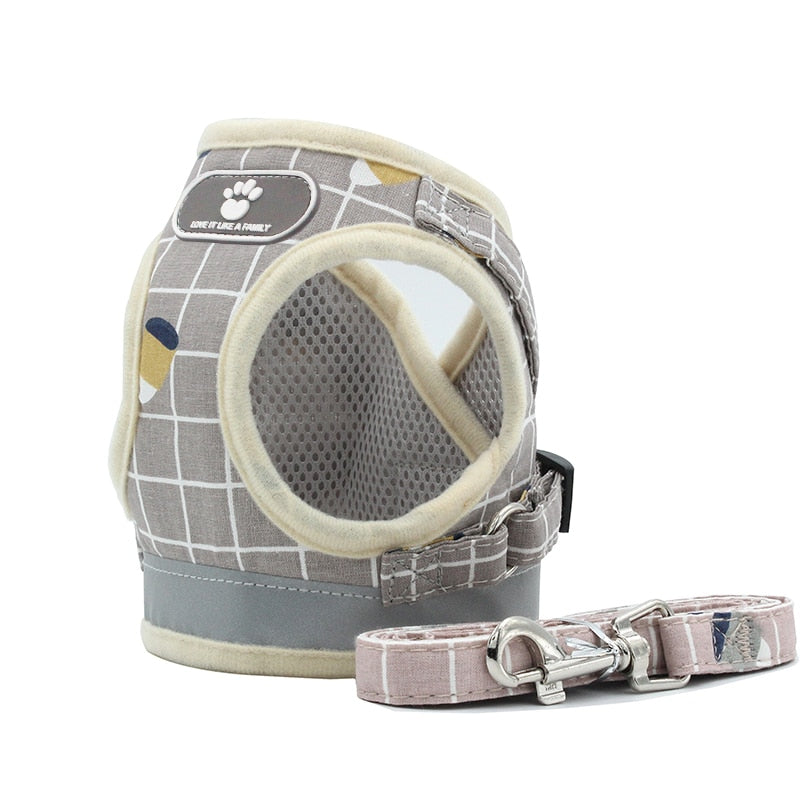 Dog Harness Reflective Puppy Kitten Collars Breathable Mesh Vest Adjustable Small Dog Cat Vest Harnesses Leash Pug Pet Supplies