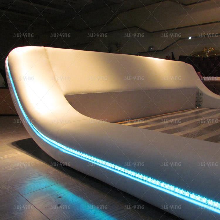 Genuine Leather multifunctional bed frame rectangle bed Nordic camas ultimate bed alterable LED light 8050