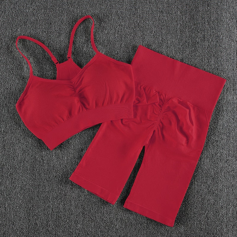 NORMOV Yoga Sets 2/3/4 Pieces Sports Seamless Fitness Suits Gym Sexy Sets 2021 Long Short Women Set Workout Sportswear