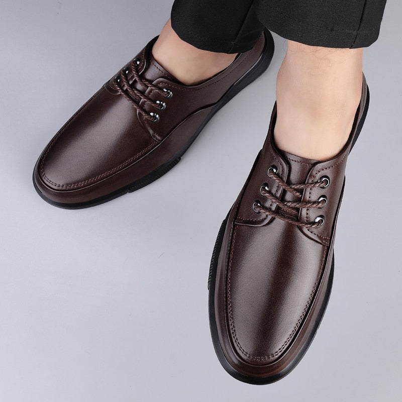 Men Casual Shoes Men Genuine Leather oxfords lace up Breathable Flats Shoes Luxury Brand Men Outdoor Walking Sneakers shoes men