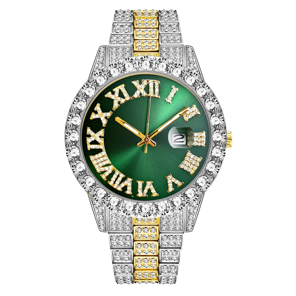 Iced Out Watch Men Luxury Brand Full Diamond Mens Watches AAA CZ Quartz Men&#39;s Watch Waterproof Hip Hop Male Clock Gift For Men