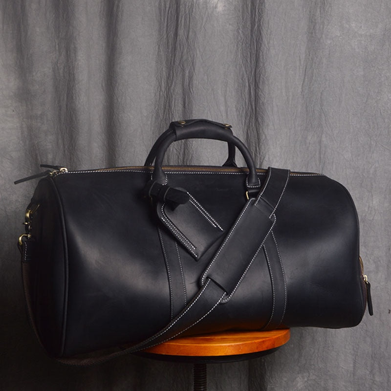 ZRCX Vintage Men&#39;s Hand Luggage Bag Travel Bag Geunine Leather  Large Capacity Single Shoulder Messenger For 15 Inch Laptop