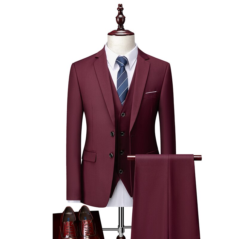 Men Suit 2021 Spring and Autumn High Quality Custom Business Suit Three-piece Slim Large Size Multi-color Suit Two-button Suit
