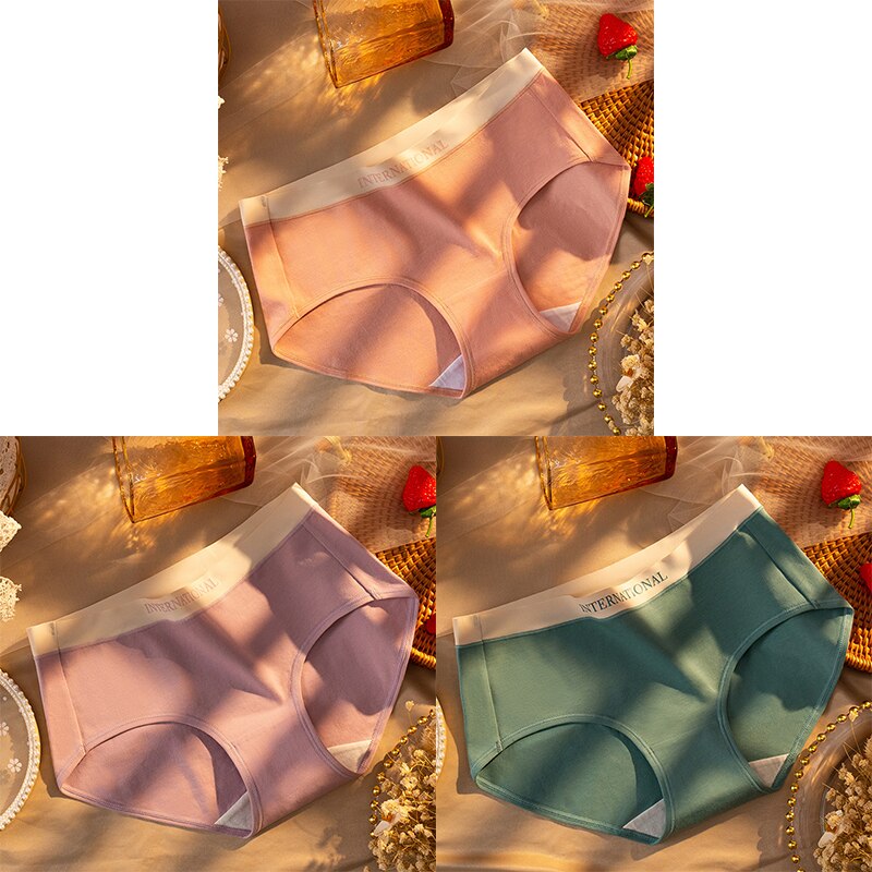 Women Cotton Panties Letter Large Size Briefs Antibacterial Underpants Female Lingerie Intimates Skin- Friendly Underwear