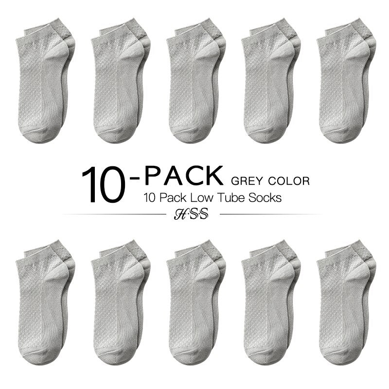 HSS Brand 10 Pairs/Lot Men Bamboo Fiber Socks Men Compression Summer Middle Socks Business Casual Mens Low Sock Big Size EU38-45