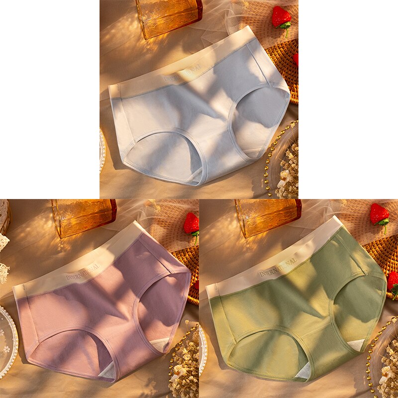 Women Cotton Panties Letter Large Size Briefs Antibacterial Underpants Female Lingerie Intimates Skin- Friendly Underwear