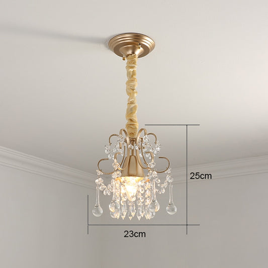 Modern Gold Crystal Small Round Ceiling Chandelier For Corridor Aisle Balcony Bedroom Living Room Led Home Indoor Light Fixtures