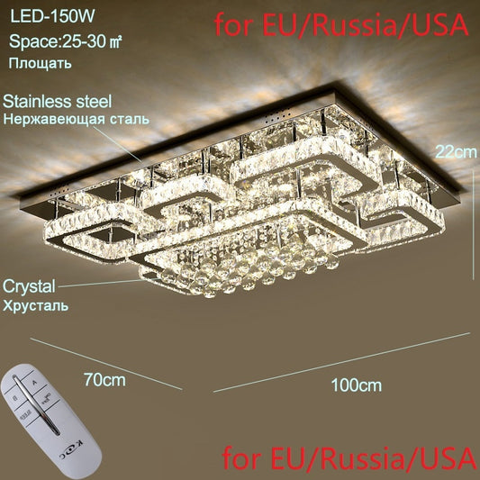 Modern crystal ceiling lights living room luxury silver ceiling light bedroom led Ceiling Lamps dining crystal Fixtures kitchen