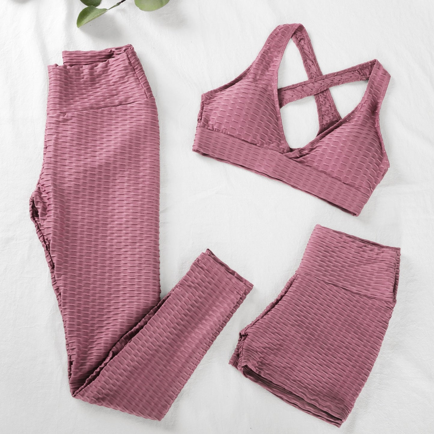 NORMOV Anti Cellulite 2/3PCS Long Seamless Yoga Set Gym Set Women Fitness High Waist Leggings Shorts Bra Skinny Sports Set Gym