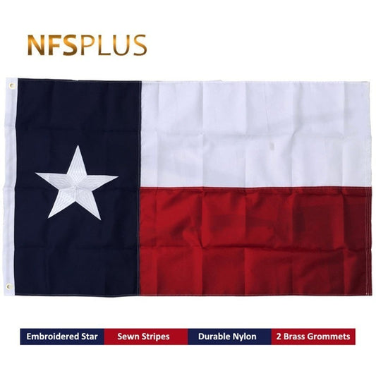 Durable American Flag Texas 3x5 Ft Nylon Embroidered Star Sewn Banner Brass Grommets Home and Outdoor USA US Flags and Banners