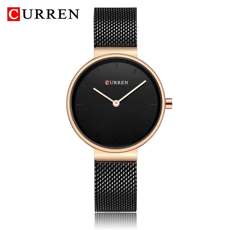 CURREN Ladies Watches Luxury Brand Stainless Steel Mesh Belt Quartz Watch Women Casual Fashion Blue Female Clock Montre Femme