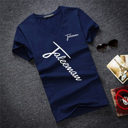 New Fashion Brand Man&#39;s T-shirt Printted Slim Short Sleeve T Shirt Men Tee Shirt V-Neck Cotton Casual T Shirts Plus Size S-5XL