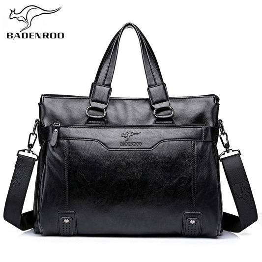 Badenroo Male bag Leather Handbags Men&#39;s Business bag Briefcase Laptop Shoulder Crossbody Bags Large Capacity Man Messenger Bags