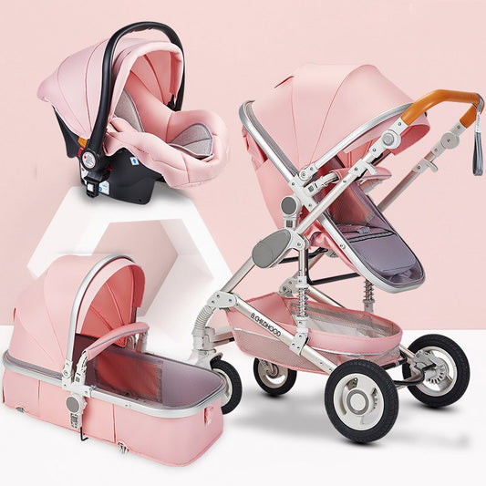 Multifunctional 3 in 1 Baby Stroller High Landscape Stroller  Folding Carriage Gold Strollers Newborn Stroller Free Shipping