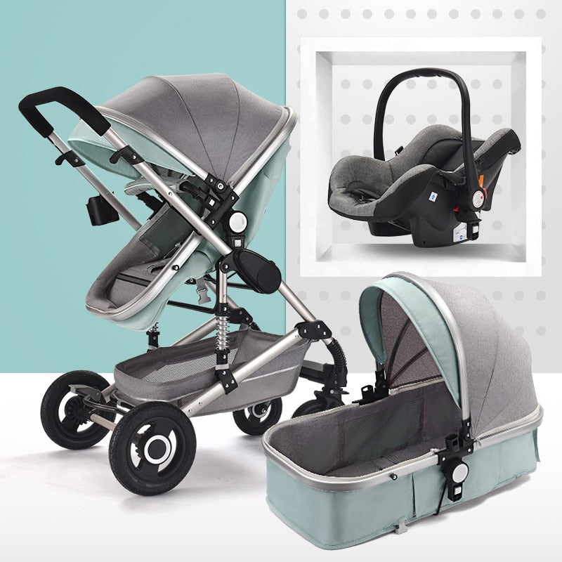 Multifunctional 3 in 1 Baby Stroller High Landscape Stroller  Folding Carriage Gold Strollers Newborn Stroller Free Shipping