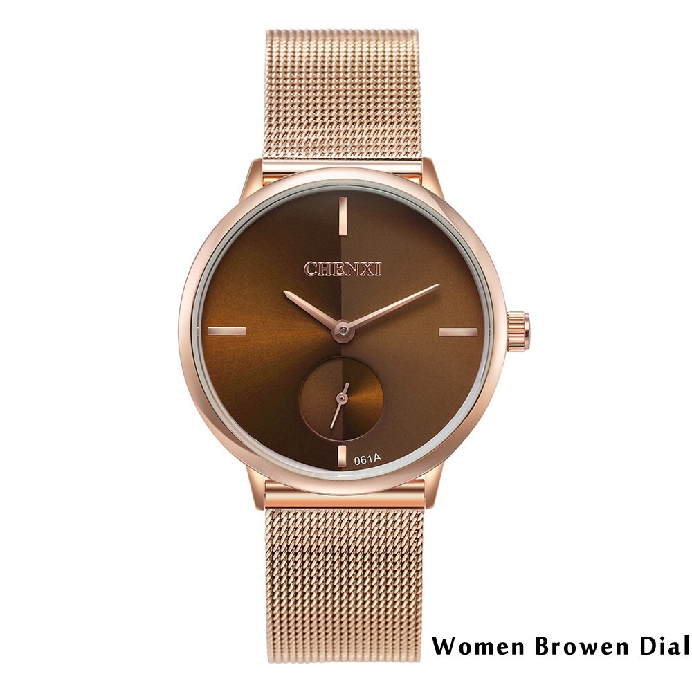 CHENXI Brand New Fashion Couple Wristwatches Waterproof Men Clock Lover Rose Gold Women Dress Watches Ladies Quartz Watch Gift
