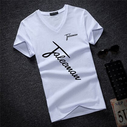 New Fashion Brand Man&#39;s T-shirt Printted Slim Short Sleeve T Shirt Men Tee Shirt V-Neck Cotton Casual T Shirts Plus Size S-5XL