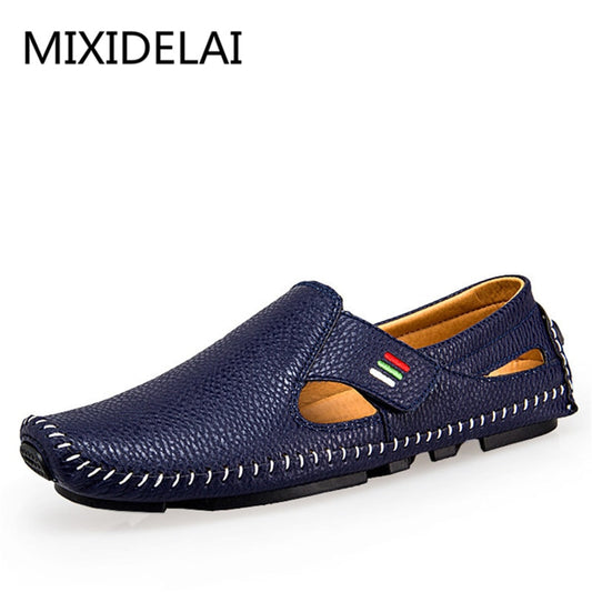 MIXIDELAI Fashion Moccasins For Men Loafers Summer Walking Breathable Casual Shoes Men Hook&amp;loop Driving Boats Men Shoes Flats