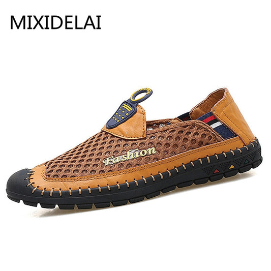 Brand Comfortable Casual Leather Shoes Men Loafers Spring/Summer Mesh Shoes Men Flats Breathable Driving Shoes Men Moccasins