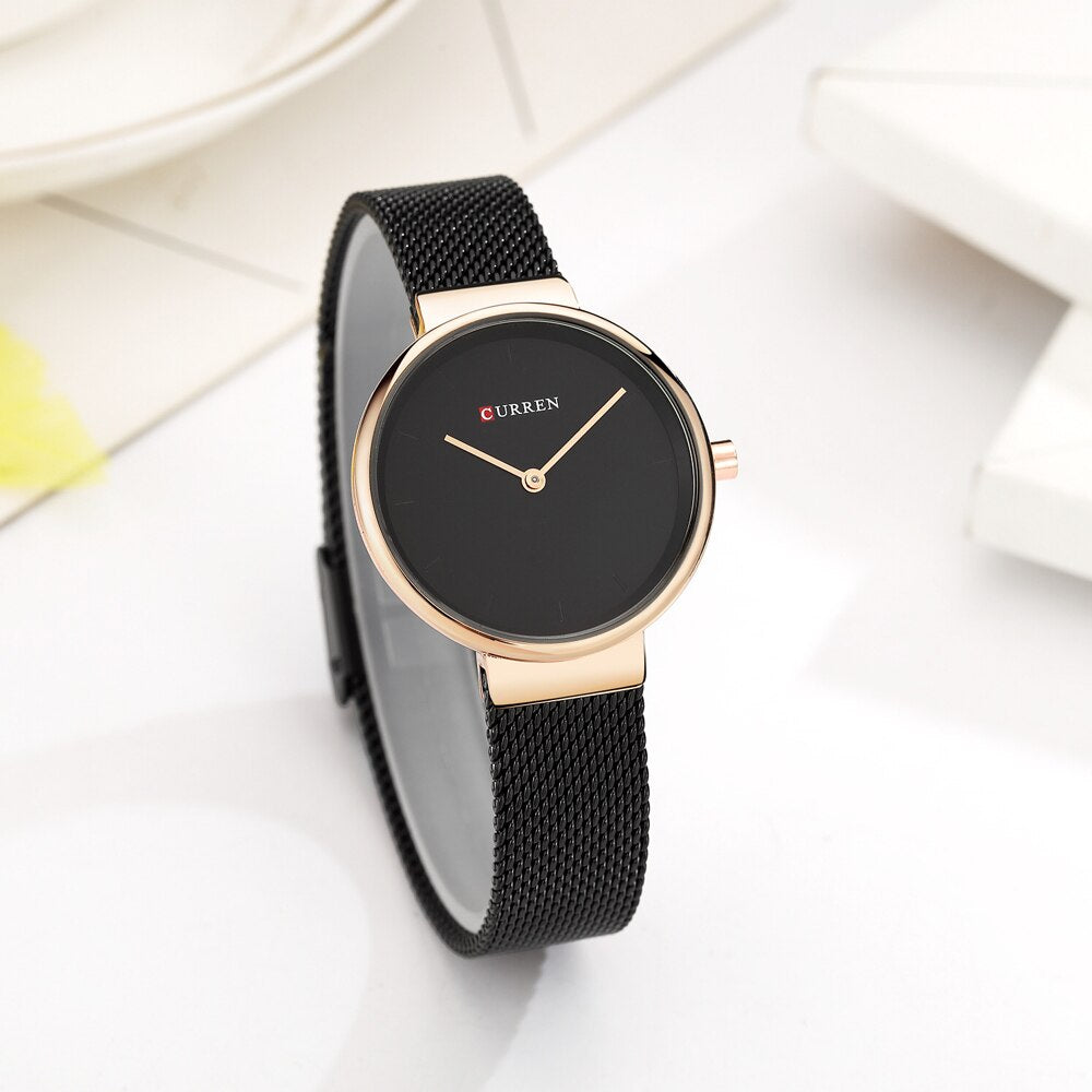 CURREN Ladies Watches Luxury Brand Stainless Steel Mesh Belt Quartz Watch Women Casual Fashion Blue Female Clock Montre Femme