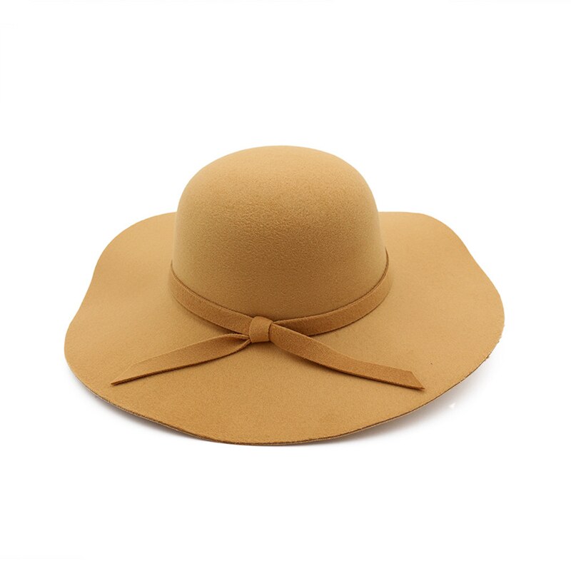 winter Hats For Women Bucket cap Soft Vintage Wide Brim Wool Felt Bowler Fedora Hat Floppy Cloche Women&#39;s Large Hat Church cap