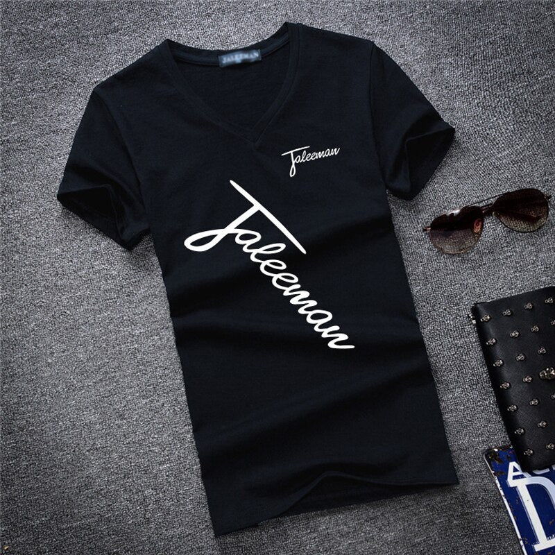 New Fashion Brand Man&#39;s T-shirt Printted Slim Short Sleeve T Shirt Men Tee Shirt V-Neck Cotton Casual T Shirts Plus Size S-5XL