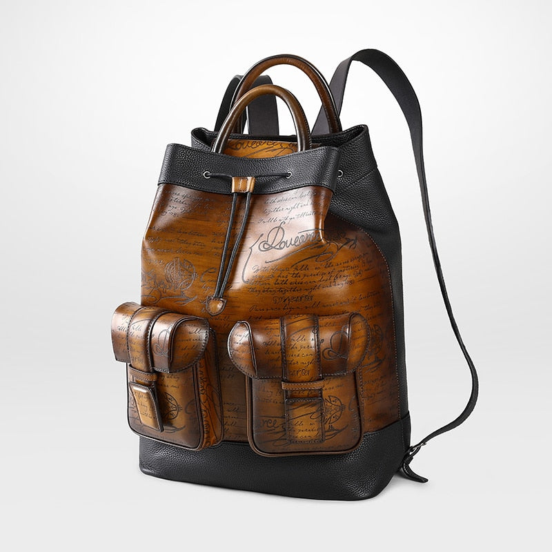 Men&#39;s Classic Italian Leather Backpack Multifunction Famous Brand Designer Daypack Vintage Laptop Travel Bag