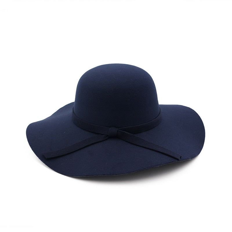 winter Hats For Women Bucket cap Soft Vintage Wide Brim Wool Felt Bowler Fedora Hat Floppy Cloche Women&#39;s Large Hat Church cap