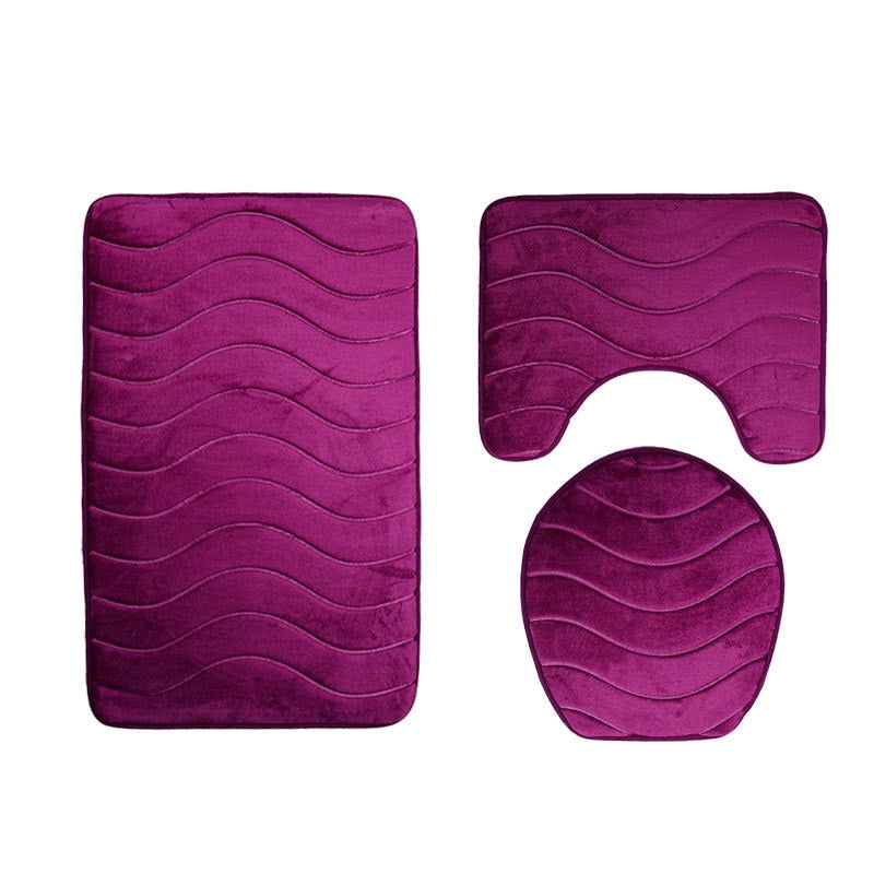 Zeegle Bathroom Bath Mat Set Toilet Rugs Flannel Anti Slip Shower Carpets Set Home Toilet Lid Cover Shower Room Rug Floor Mats