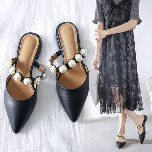 Spiked Flat-soled Slippers Female Summer 2019 New Style Slippers Female Retro-style Slippers with Rough heels and Low heels