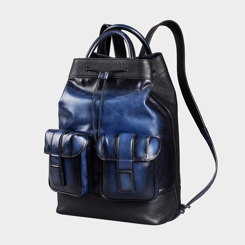 Men&#39;s Classic Italian Leather Backpack Multifunction Famous Brand Designer Daypack Vintage Laptop Travel Bag
