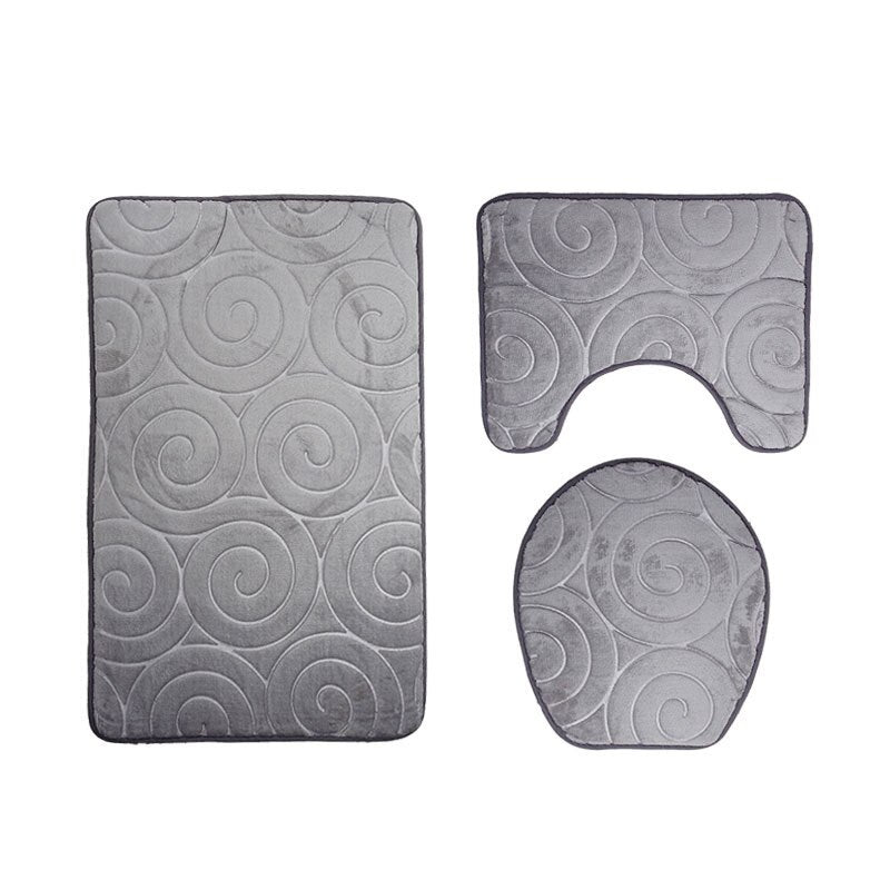 Zeegle Bathroom Bath Mat Set Toilet Rugs Flannel Anti Slip Shower Carpets Set Home Toilet Lid Cover Shower Room Rug Floor Mats
