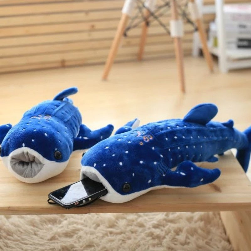 150cm Large Size Soft Shark Plush Toy Big Creative Blue Whale Stuffed Soft Shark Sea Fish Plush Pillow Lovely Children Baby Do