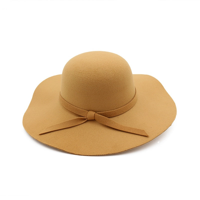 winter Hats For Women Bucket cap Soft Vintage Wide Brim Wool Felt Bowler Fedora Hat Floppy Cloche Women&#39;s Large Hat Church cap