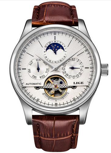 Reloj LIGE Double Tourbillon Switzerland men Watches Automatic Watch men Self-Wind Fashion Mechanical Wristwatch Leather Clock