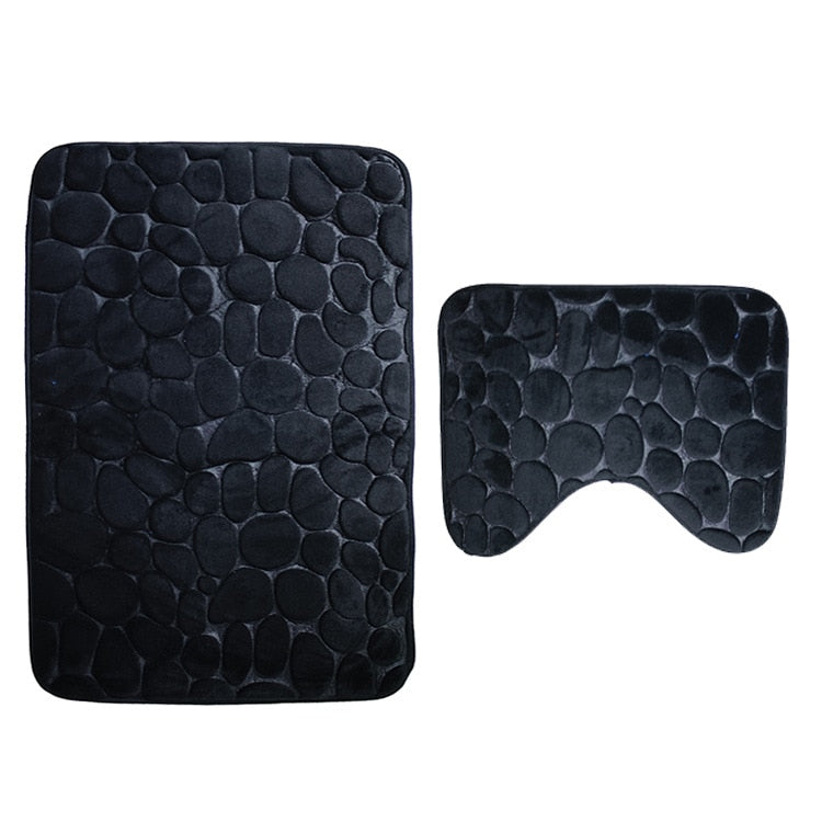 Zeegle Bathroom Bath Mat Set Toilet Rugs Flannel Anti Slip Shower Carpets Set Home Toilet Lid Cover Shower Room Rug Floor Mats
