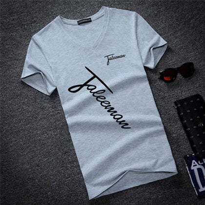 New Fashion Brand Man&#39;s T-shirt Printted Slim Short Sleeve T Shirt Men Tee Shirt V-Neck Cotton Casual T Shirts Plus Size S-5XL