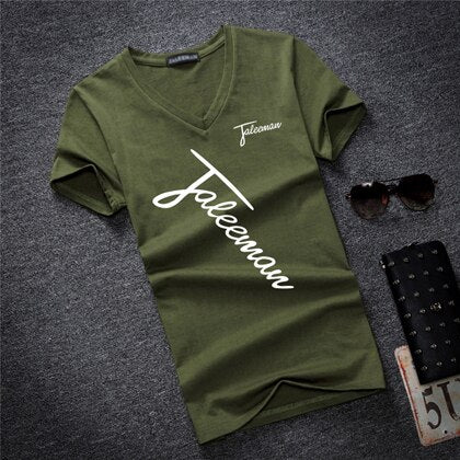 New Fashion Brand Man&#39;s T-shirt Printted Slim Short Sleeve T Shirt Men Tee Shirt V-Neck Cotton Casual T Shirts Plus Size S-5XL