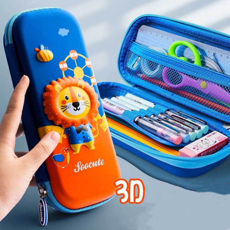 3D stereo animal pencil case plastic Stationery box School Pencil cases for girls pen case boy student pen box cute pen bag gift