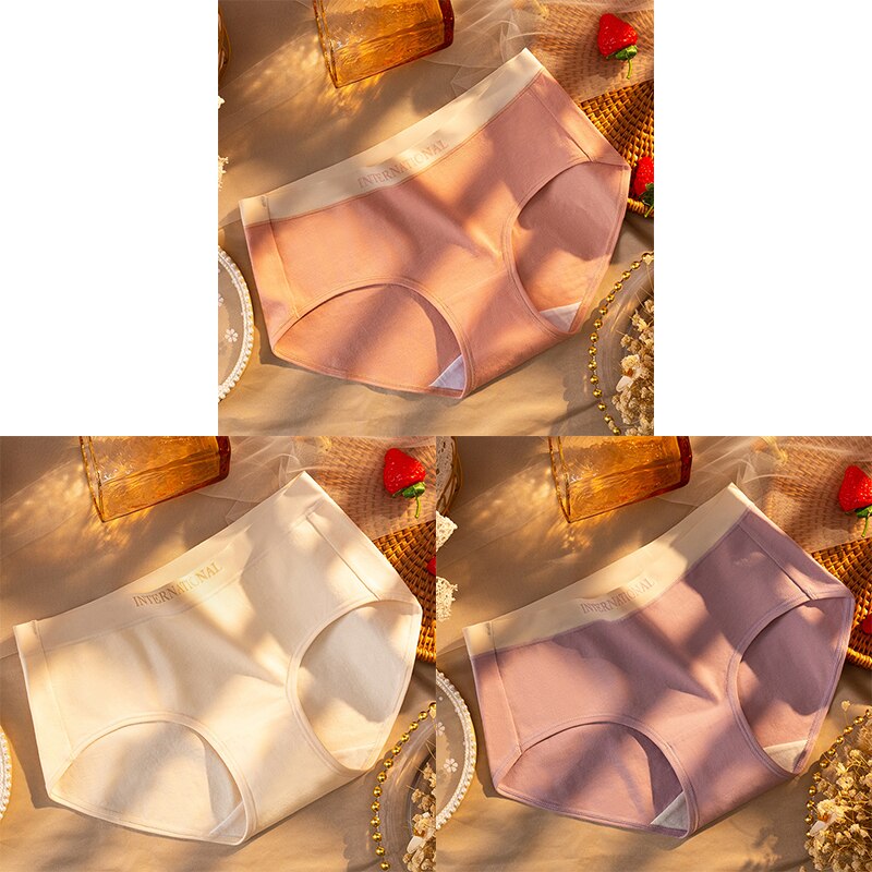 Women Cotton Panties Letter Large Size Briefs Antibacterial Underpants Female Lingerie Intimates Skin- Friendly Underwear