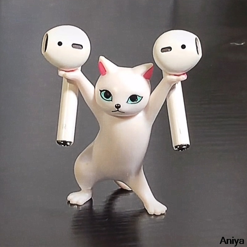 5pcs Set Funny Cat Pen Holder Toy Hold Everything Cat Earphone Bracket Home Decor Festival Decoration Charming Kitty Storage Set