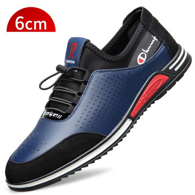 New Fashionable new breathable summer men&#39;s casual leather shoes, increased by 6CM