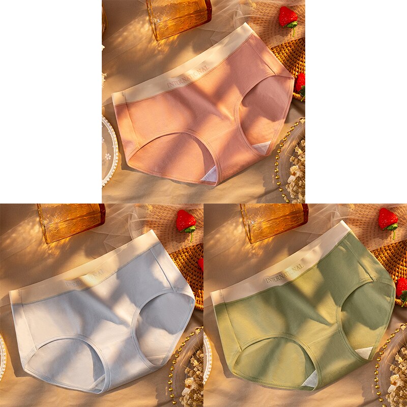 Women Cotton Panties Letter Large Size Briefs Antibacterial Underpants Female Lingerie Intimates Skin- Friendly Underwear