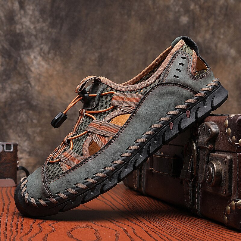 Hot Sale Summer Men&#39;s Sandals Outdoor Non-slip Men&#39;s Beach Sandals Handmade Genuine Leather Men&#39;s Shoes Fashion Men Sneakers