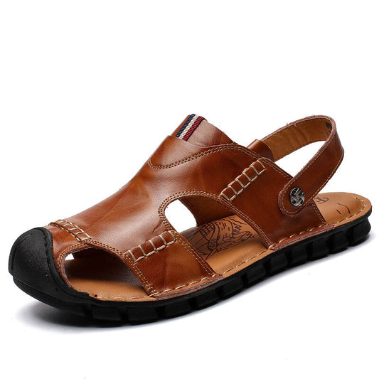 Summer Men Beach Genuine Leather High Quality Sandals Shoes Outdoor Hiking Climbing Classic Rome Comfortable Male Soft Size38-44