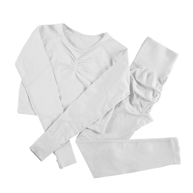 NORMOV Yoga Sets 2/3/4 Pieces Sports Seamless Fitness Suits Gym Sexy Sets 2021 Long Short Women Set Workout Sportswear