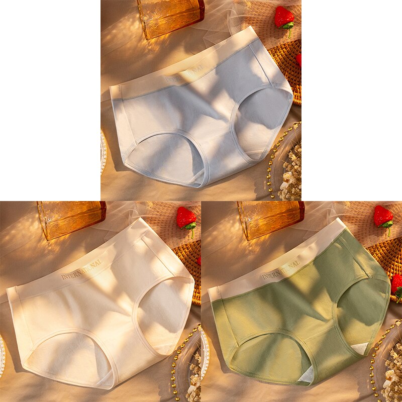 Women Cotton Panties Letter Large Size Briefs Antibacterial Underpants Female Lingerie Intimates Skin- Friendly Underwear